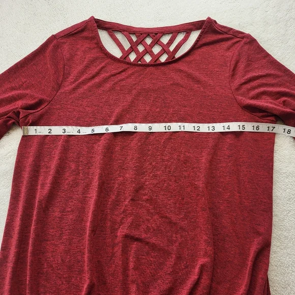 Apt 9 Women's Top Red with 3/4 Sleeves Size M Lattice Back Cutout - Picture 6 of 9